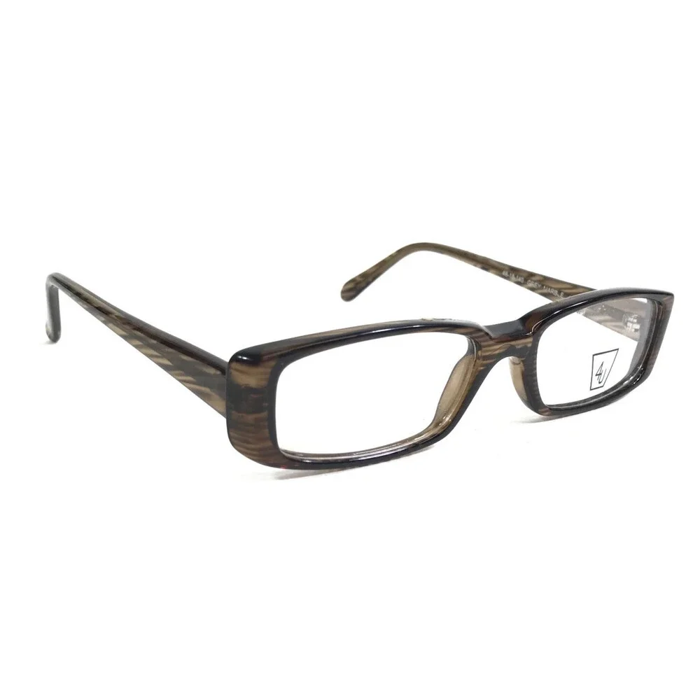 4U Eyeglasses Frames U-14 GREY MARBLE Striped Rectangle Full Rim 48-18-140